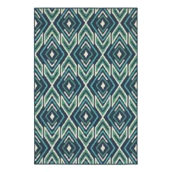 Outdoor Rugs-Kirkland's Home Ikat Diamonds Jenn Outdoor Rug, 6X9 Blue/Green