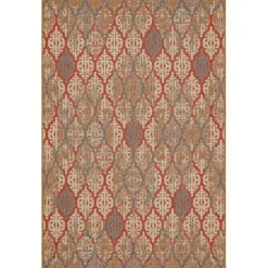 Outdoor Rugs-Kirkland's Home Ikat Scrolling Sunset Outdoor Area Rug, 5X7 Red/Gray/Yellow