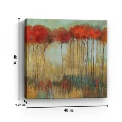 Canvas Art-Kirkland's Home In The Middle Of A Forest Giclee Canvas Art Print Red/White/Green/Gray