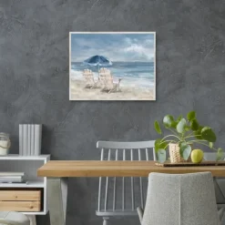 Framed Art-Kirkland's Home In Waiting Framed Canvas Art Print Blue/Ivory/White