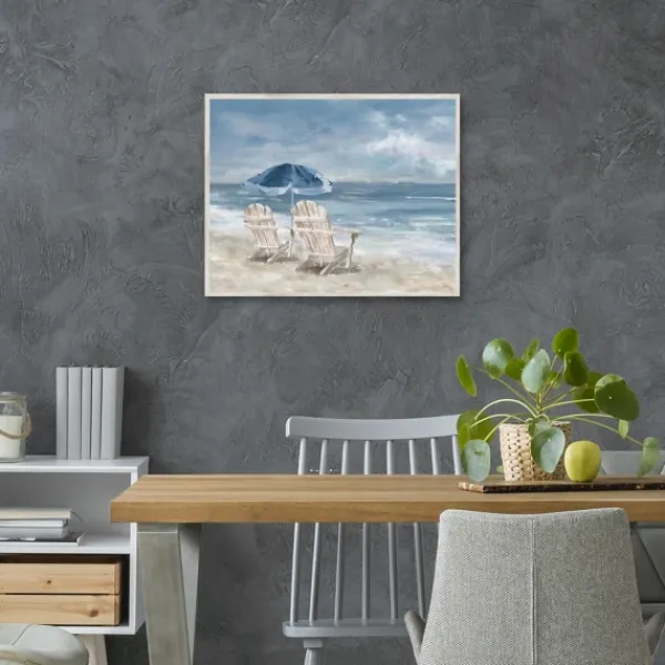 Framed Art-Kirkland's Home In Waiting Framed Canvas Art Print Blue/Ivory/White
