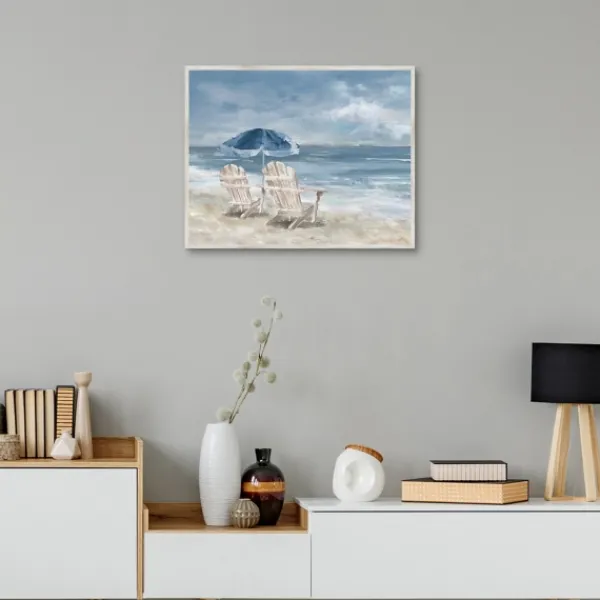 Framed Art-Kirkland's Home In Waiting Framed Canvas Art Print Blue/Ivory/White
