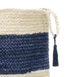 Baskets & Boxes-Kirkland's Home Indigo Bold Striped Jute Basket, 17 In. Blue/Ivory