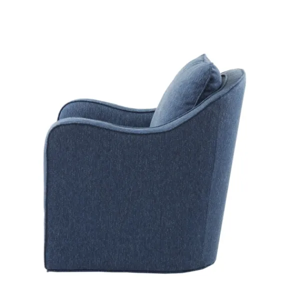 Accent Chairs-Kirkland's Home Indigo Curved Arm Swivel Accent Chair Blue