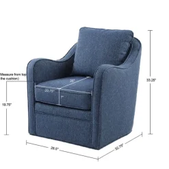 Accent Chairs-Kirkland's Home Indigo Curved Arm Swivel Accent Chair Blue
