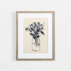 Framed Art-Kirkland's Home Indigo Floral Vase Ii Framed Art Print Blue