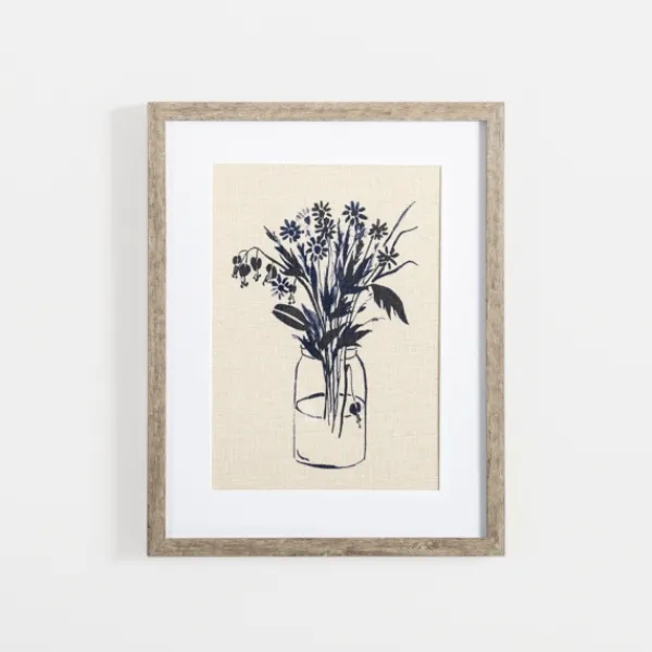 Framed Art-Kirkland's Home Indigo Floral Vase Ii Framed Art Print Blue