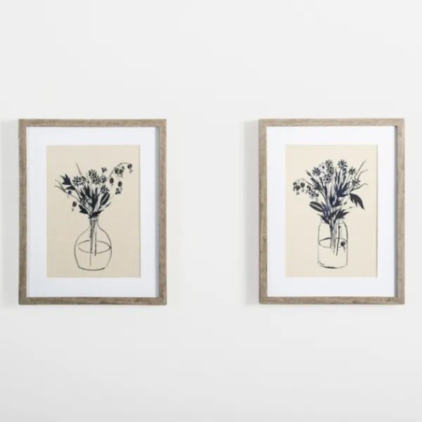 Framed Art-Kirkland's Home Indigo Floral Vase Ii Framed Art Print Blue