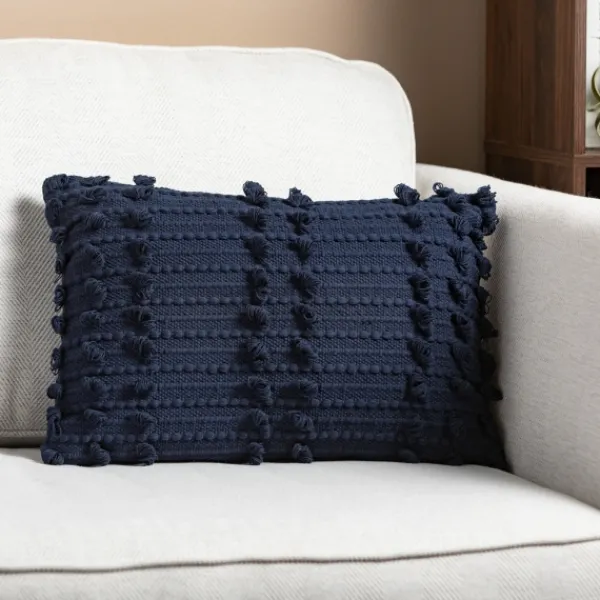 Pillows-Kirkland's Home Indigo Woven Lumbar Pillow Blue