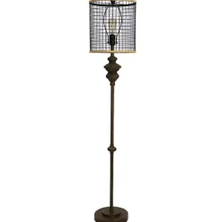 Floor Lamps-Kirkland's Home Industrial Edison Bulb Metal Mesh Shade Floor Lamp Black