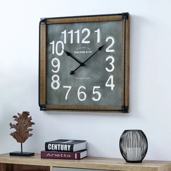 Clocks-Kirkland's Home Industrial Square Liam Clock