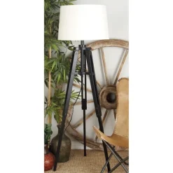 Floor Lamps-Kirkland's Home Industrial Tripod Wooden Floor Lamp Ivory