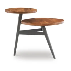 Accent & End Tables-Kirkland's Home Industrial Two-Tiered Gunmetal Accent Table Brown