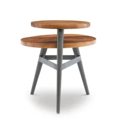 Accent & End Tables-Kirkland's Home Industrial Two-Tiered Gunmetal Accent Table Brown