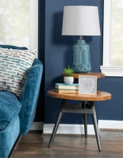 Accent & End Tables-Kirkland's Home Industrial Two-Tiered Gunmetal Accent Table Brown
