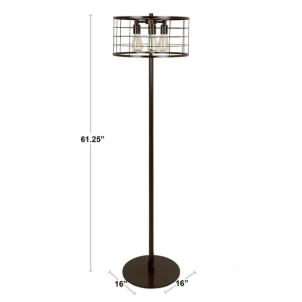 Floor Lamps-Kirkland's Home Industrial Wire Floor Lamp Black