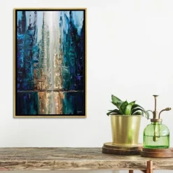 Framed Art-Kirkland's Home Infinite Reflection Abstract Canvas Framed Art Gold/Black/Blue