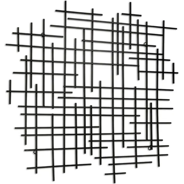 Wall Plaques-Kirkland's Home Inigo Abstract Linear I Wall Plaque Black