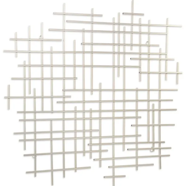 Wall Plaques-Kirkland's Home Inigo Abstract Linear Wall Plaque Silver