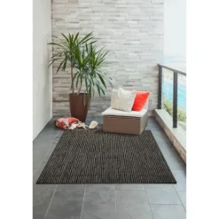 Outdoor Rugs-Kirkland's Home Intertwined Santal Outdoor Area Rug, 6X9 Black