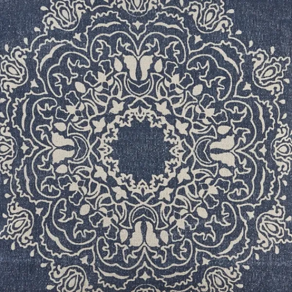 Pillows-Kirkland's Home Intricate Medallion Navy And Cream Pillow Blue/White