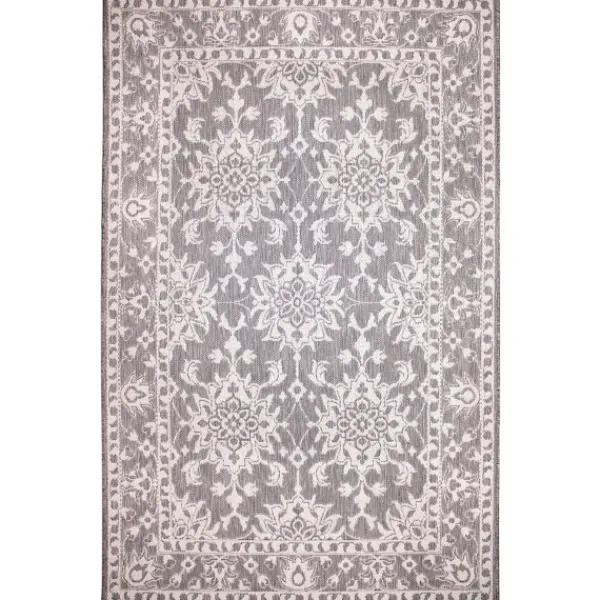 Outdoor Rugs-Kirkland's Home Irene Gray Daffodil Outdoor Area Rug, 6X9 Gray/White
