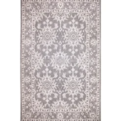 Outdoor Rugs-Kirkland's Home Irene Gray Daffodil Outdoor Area Rug, 4X7 Gray/White