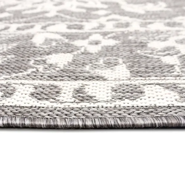 Outdoor Rugs-Kirkland's Home Irene Gray Daffodil Outdoor Area Rug, 4X7 Gray/White