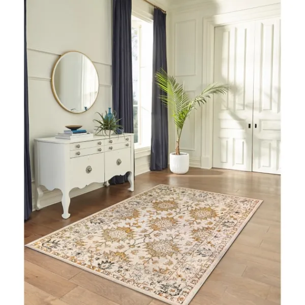 Outdoor Rugs-Kirkland's Home Irene Yellow Daffodil Outdoor Area Rug, 6X9 Ivory/Yellow