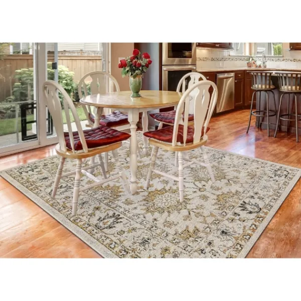 Outdoor Rugs-Kirkland's Home Irene Yellow Daffodil Outdoor Area Rug, 4X7 Ivory/Yellow