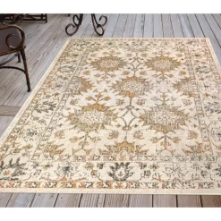 Outdoor Rugs-Kirkland's Home Irene Yellow Daffodil Outdoor Area Rug, 4X7 Ivory/Yellow