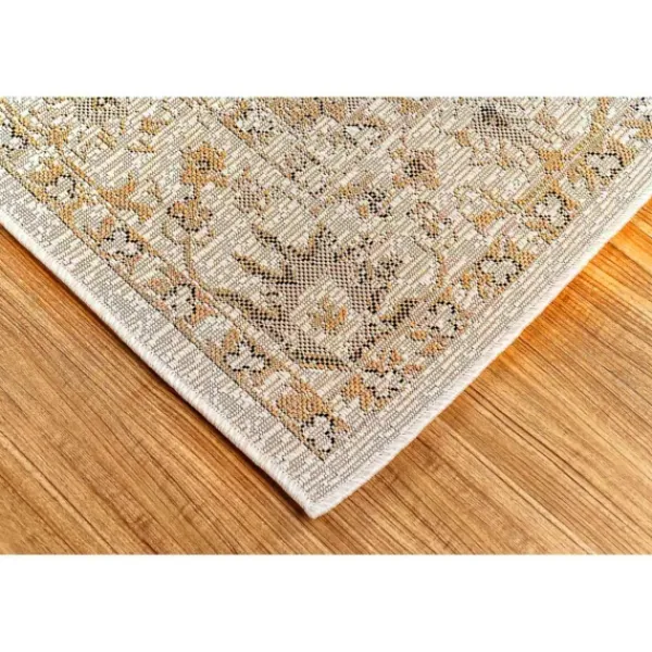 Outdoor Rugs-Kirkland's Home Irene Yellow Daffodil Outdoor Area Rug, 4X7 Ivory/Yellow