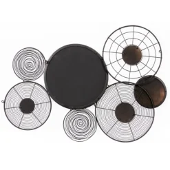 Wall Plaques-Kirkland's Home Iron And Wood Layered Plates Wall Plaque Black