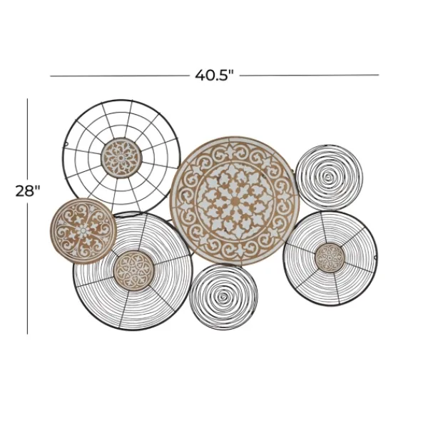 Wall Plaques-Kirkland's Home Iron And Wood Layered Plates Wall Plaque Black