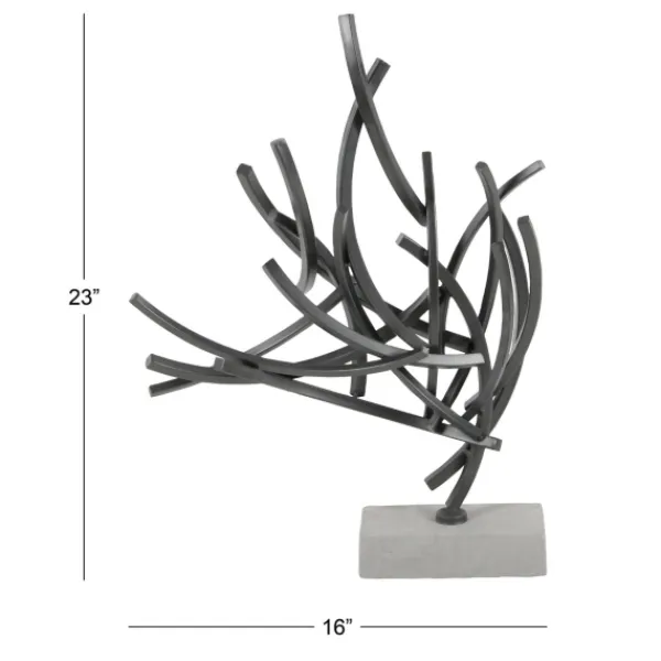 Statues & Figurines-Kirkland's Home Iron Contemporary Branch Sculpture Gray