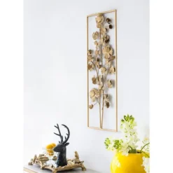 Wall Plaques-Kirkland's Home Iron Flowers Wall Plaque Gold