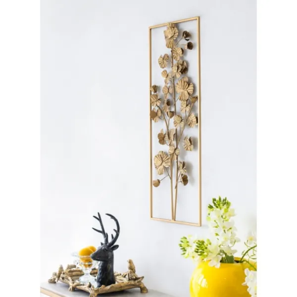 Wall Plaques-Kirkland's Home Iron Flowers Wall Plaque Gold