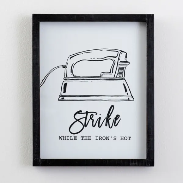 Wall Quotes & Signs-Kirkland's Home Iron Funny Laundry Room Wall Plaque Black/White