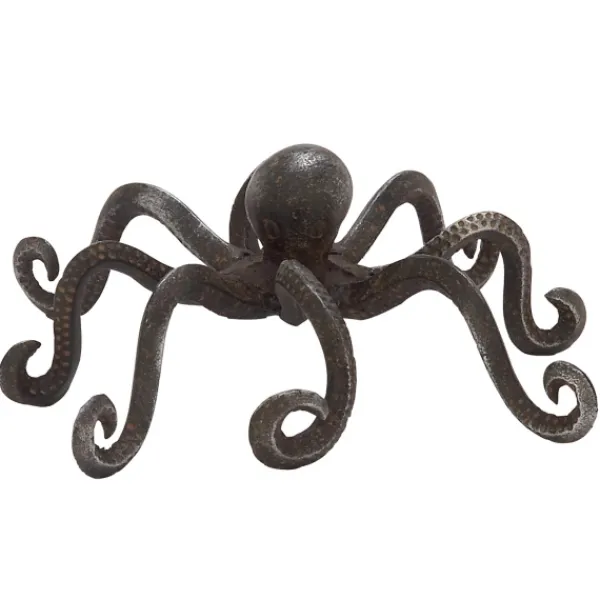 Statues & Figurines-Kirkland's Home Iron Octopus Statue Black