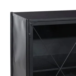 Cabinets & Sideboards-Kirkland's Home Iron X-Panel Cabinet Black