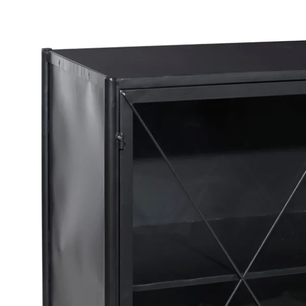 Cabinets & Sideboards-Kirkland's Home Iron X-Panel Cabinet Black