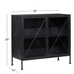 Cabinets & Sideboards-Kirkland's Home Iron X-Panel Cabinet Black