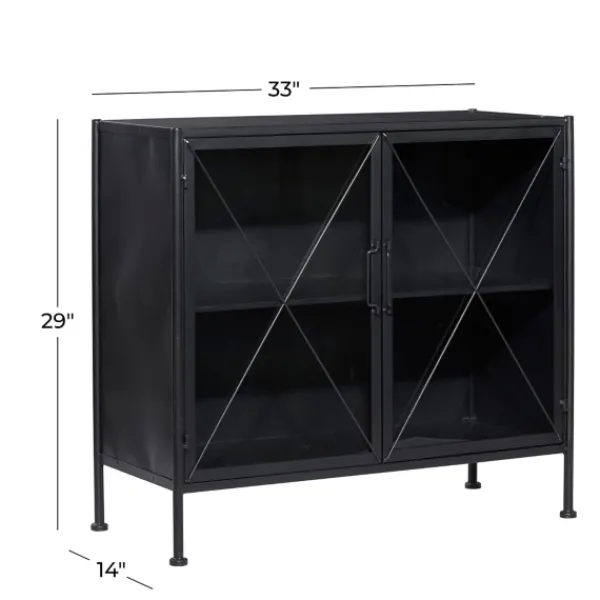 Cabinets & Sideboards-Kirkland's Home Iron X-Panel Cabinet Black
