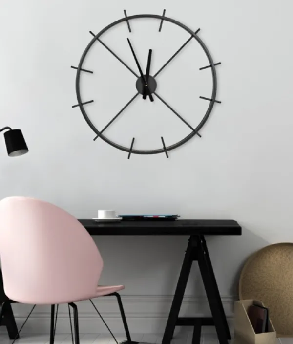Clocks-Kirkland's Home Isaac Black Modern Wall Clock