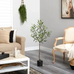 Trees & Topiaries-Kirkland's Home Italian Olive Tree In Black Nursery Planter, 4 Ft.