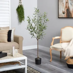 Trees & Topiaries-Kirkland's Home Italian Olive Tree In Black Nursery Planter, 5 Ft.