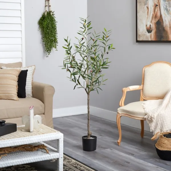 Trees & Topiaries-Kirkland's Home Italian Olive Tree In Black Nursery Planter, 5 Ft.