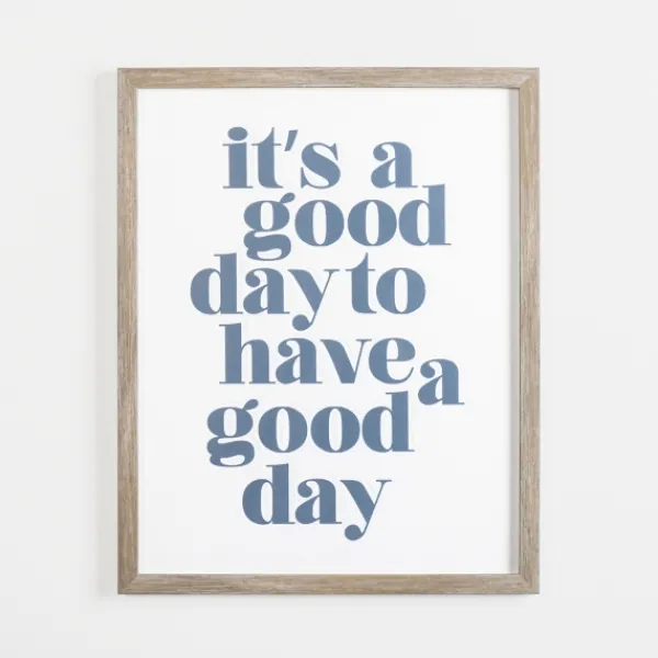 Wall Quotes & Signs-Kirkland's Home It'S A Good Day Framed Canvas Plaque White/Blue