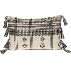 Pillows-Kirkland's Home Ivory And Black Boho Stripes Lumbar Pillow Ivory/Black