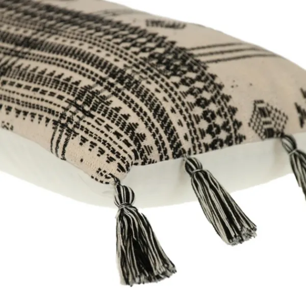 Pillows-Kirkland's Home Ivory And Black Boho Stripes Lumbar Pillow Ivory/Black